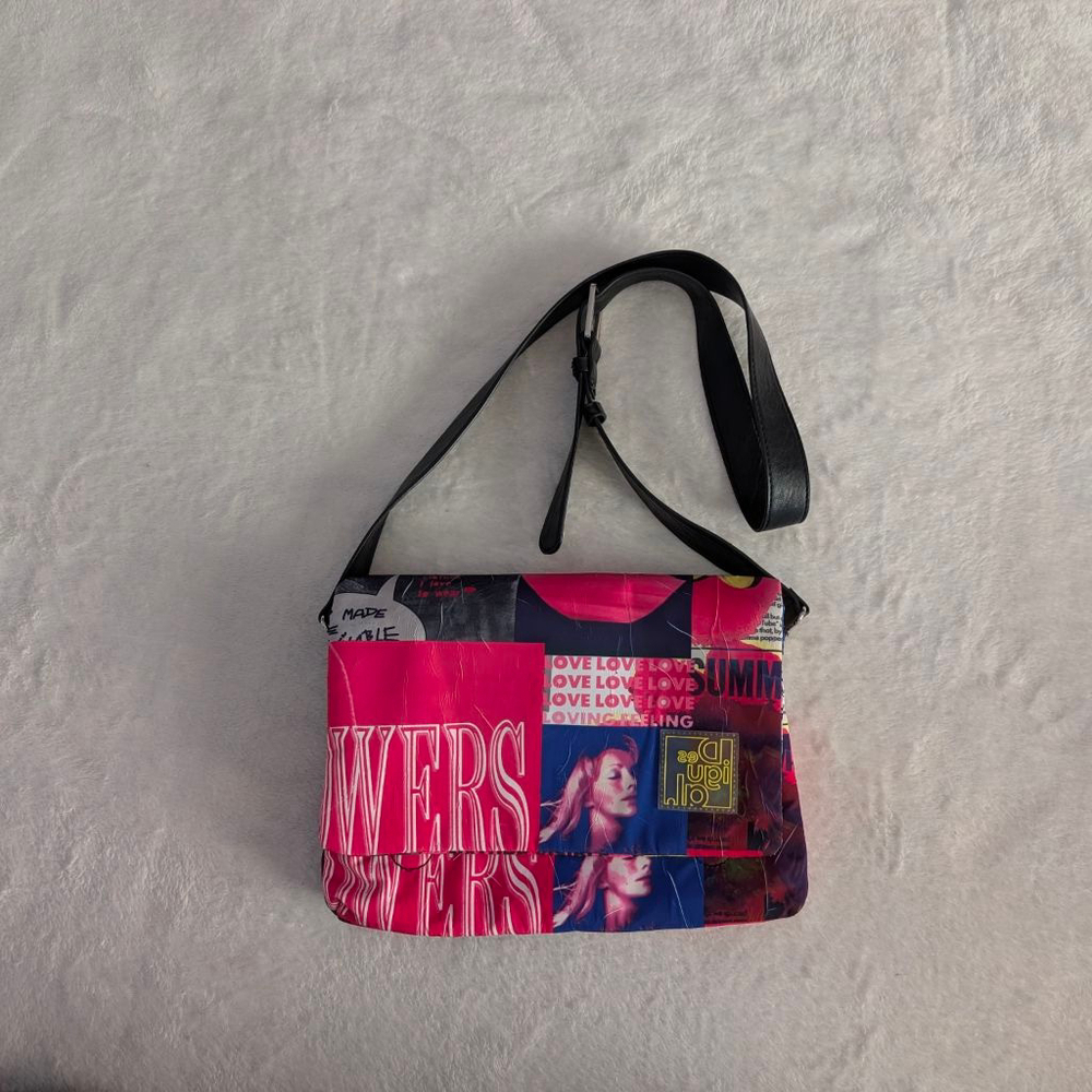 Desigual Pink Blue Collage News Crossbody Bag - Picture 2 of 10
